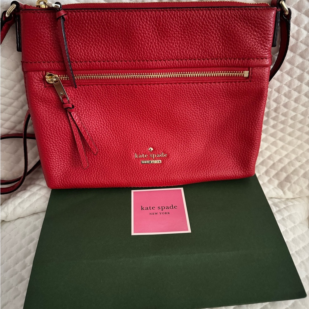 Kate Spade Red Crossbody Bag with Gold Accents